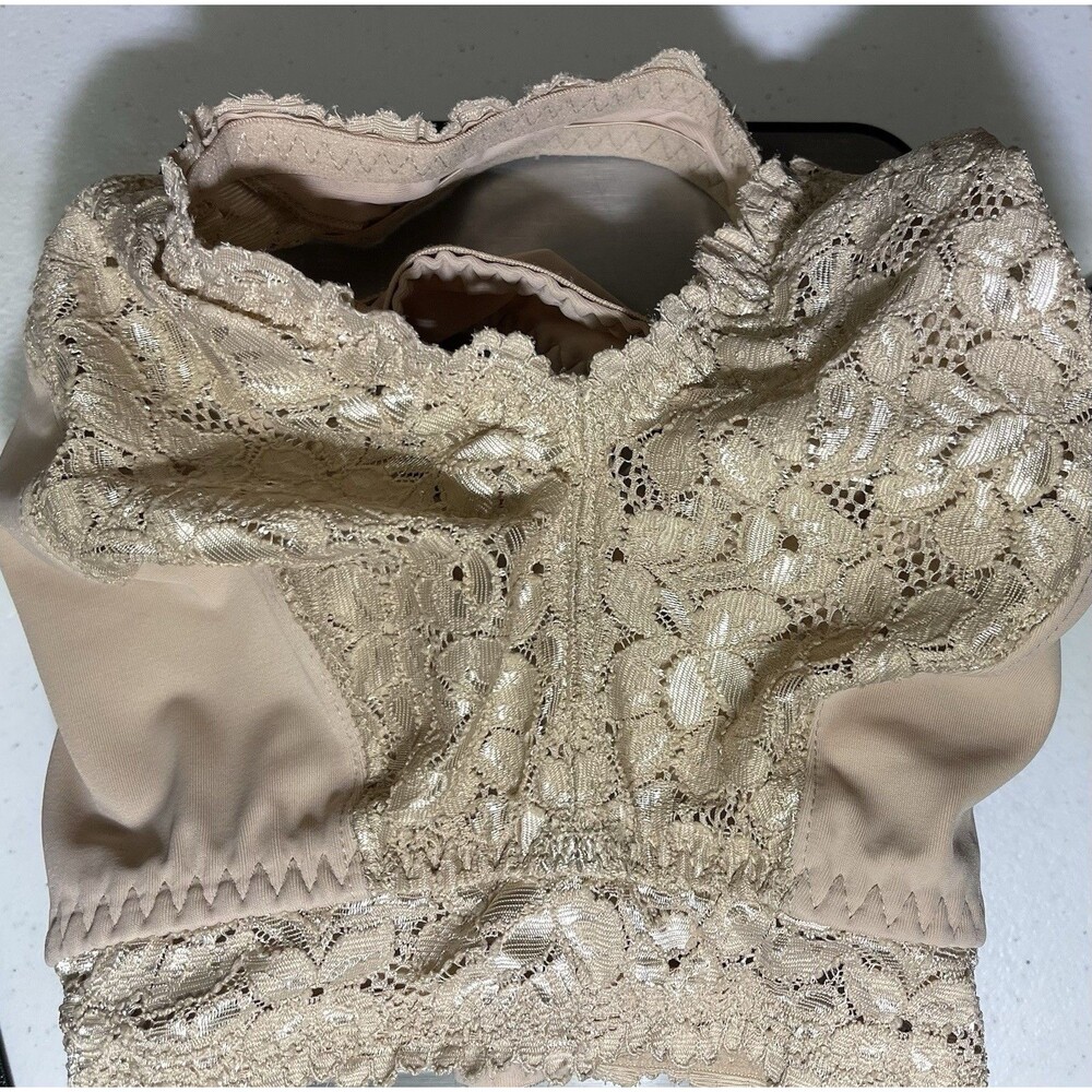 Breezies Soft Wirefree Bra Beige Lace 4-Hook Style # A307831 Ladies Size 1X
